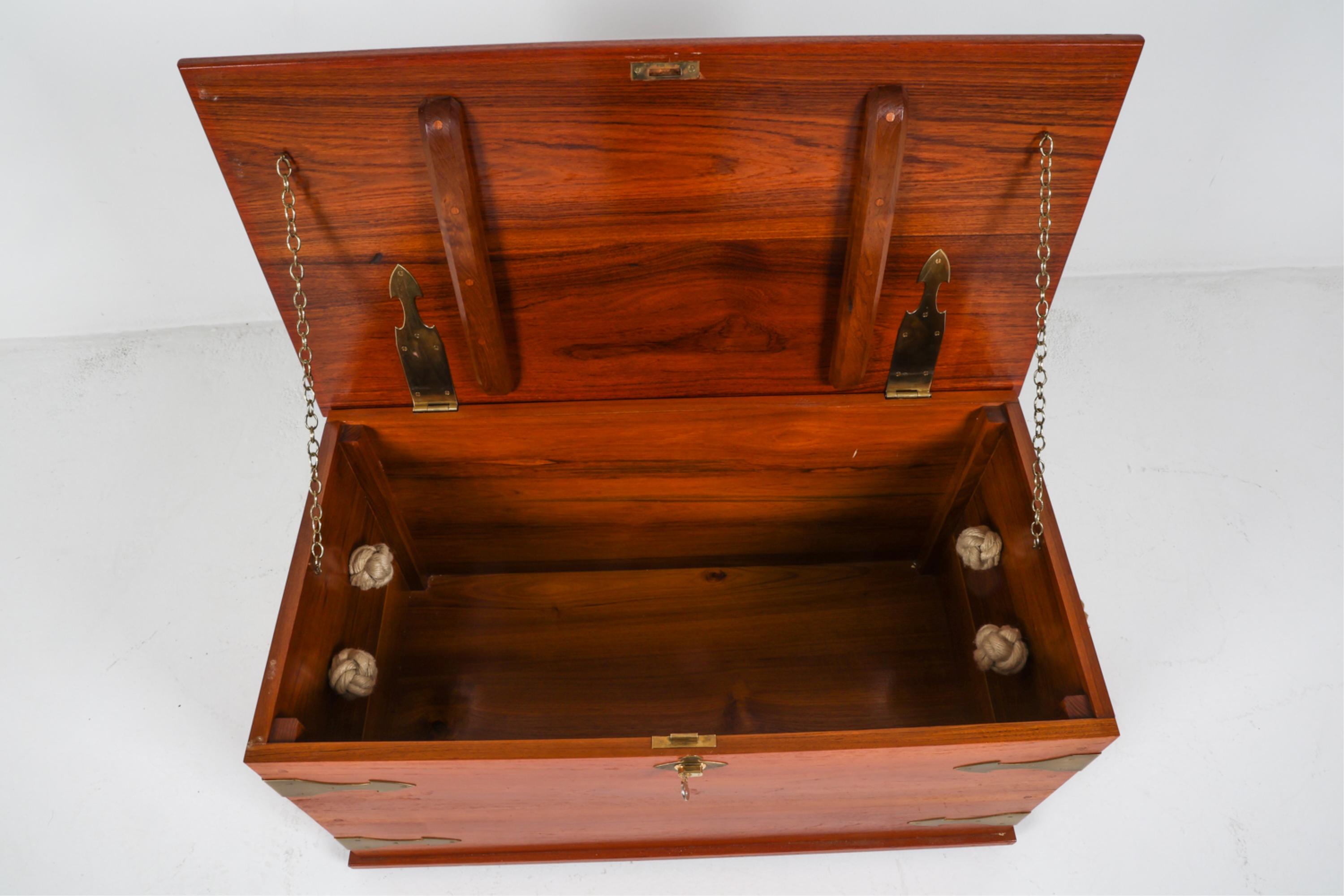 Mid-Century Danish Teak and Brass Sea Chest, Circa 1960's For Sale 10