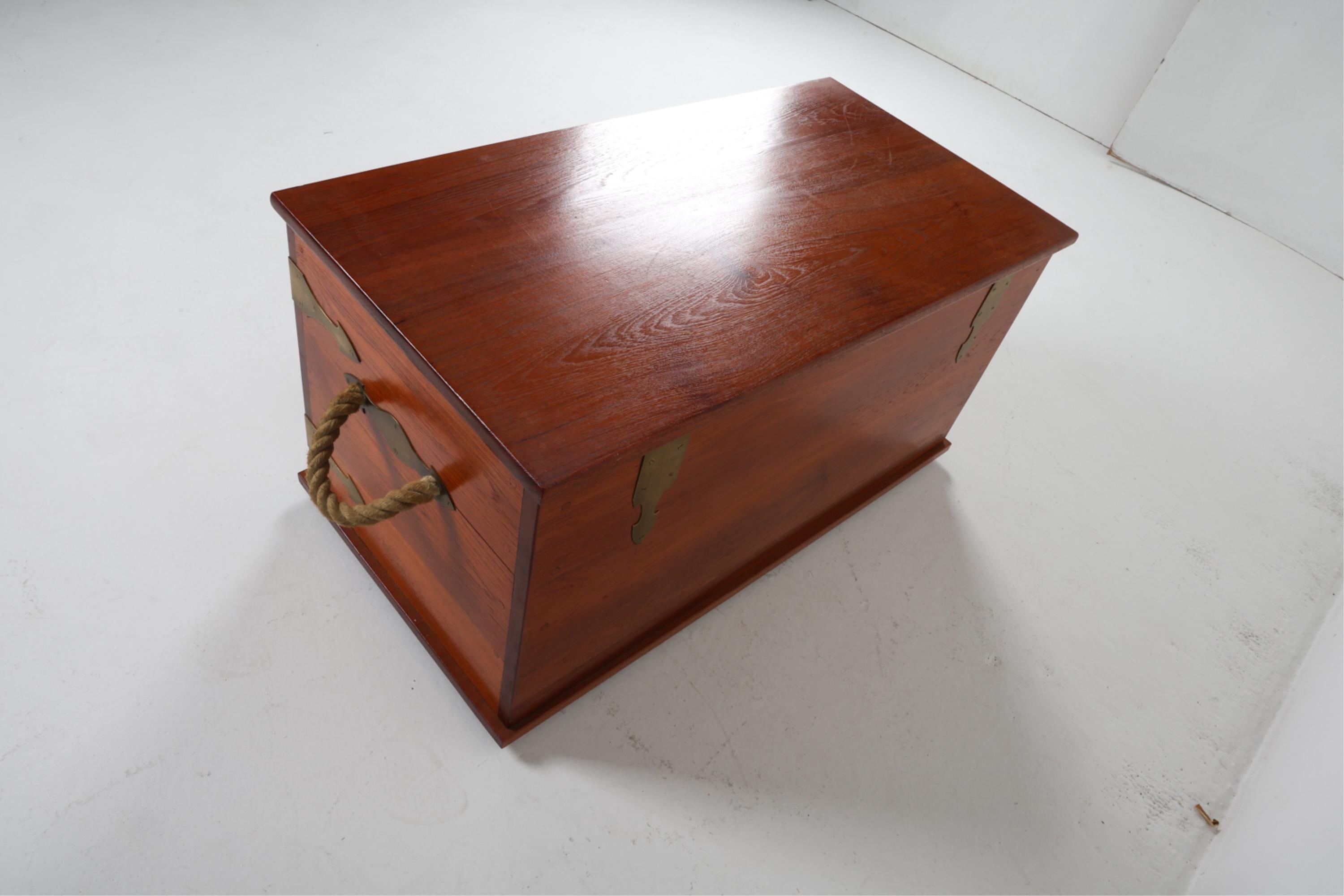 Mid-Century Danish Teak and Brass Sea Chest, Circa 1960's For Sale 11