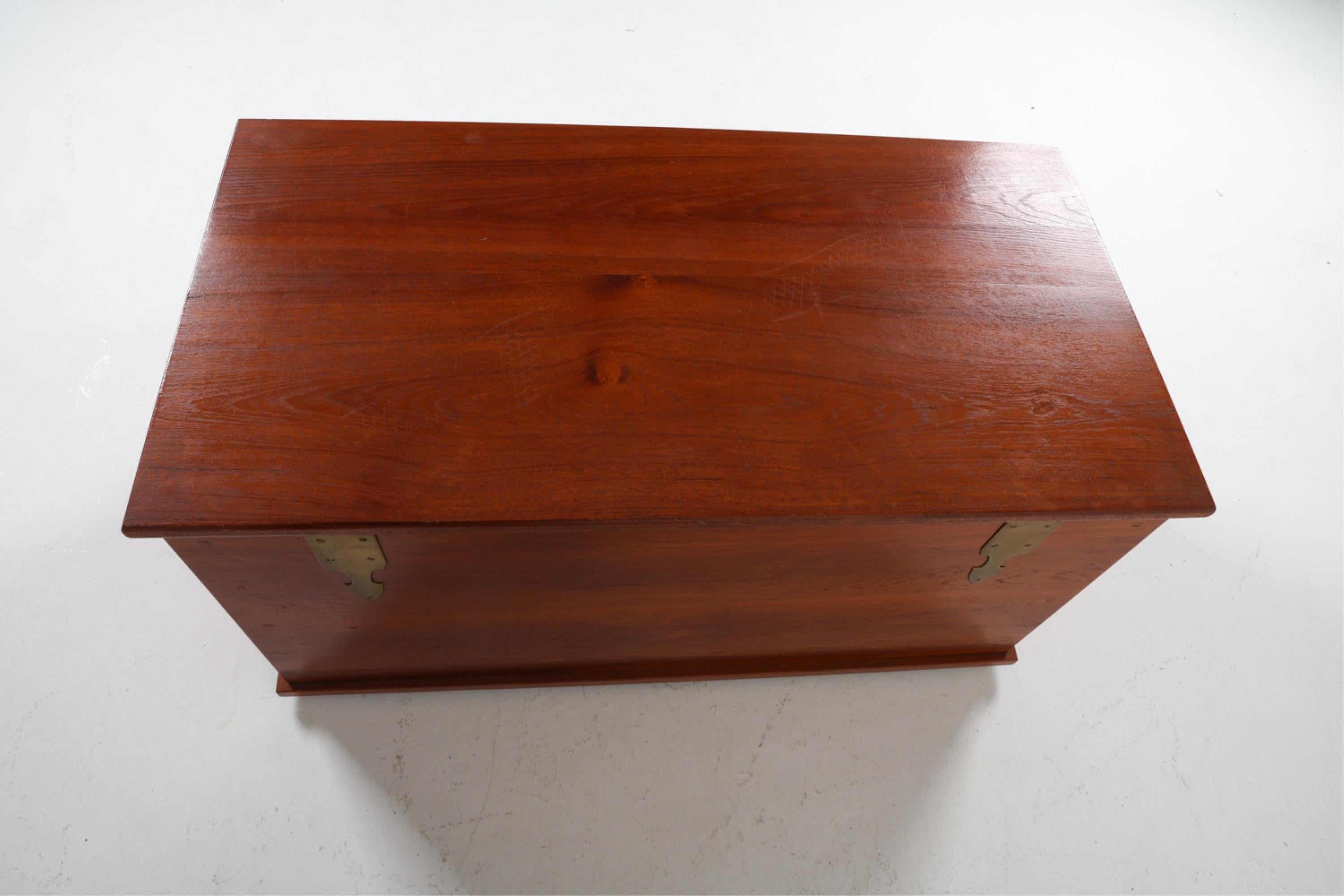 Mid-Century Danish Teak and Brass Sea Chest, Circa 1960's For Sale 12