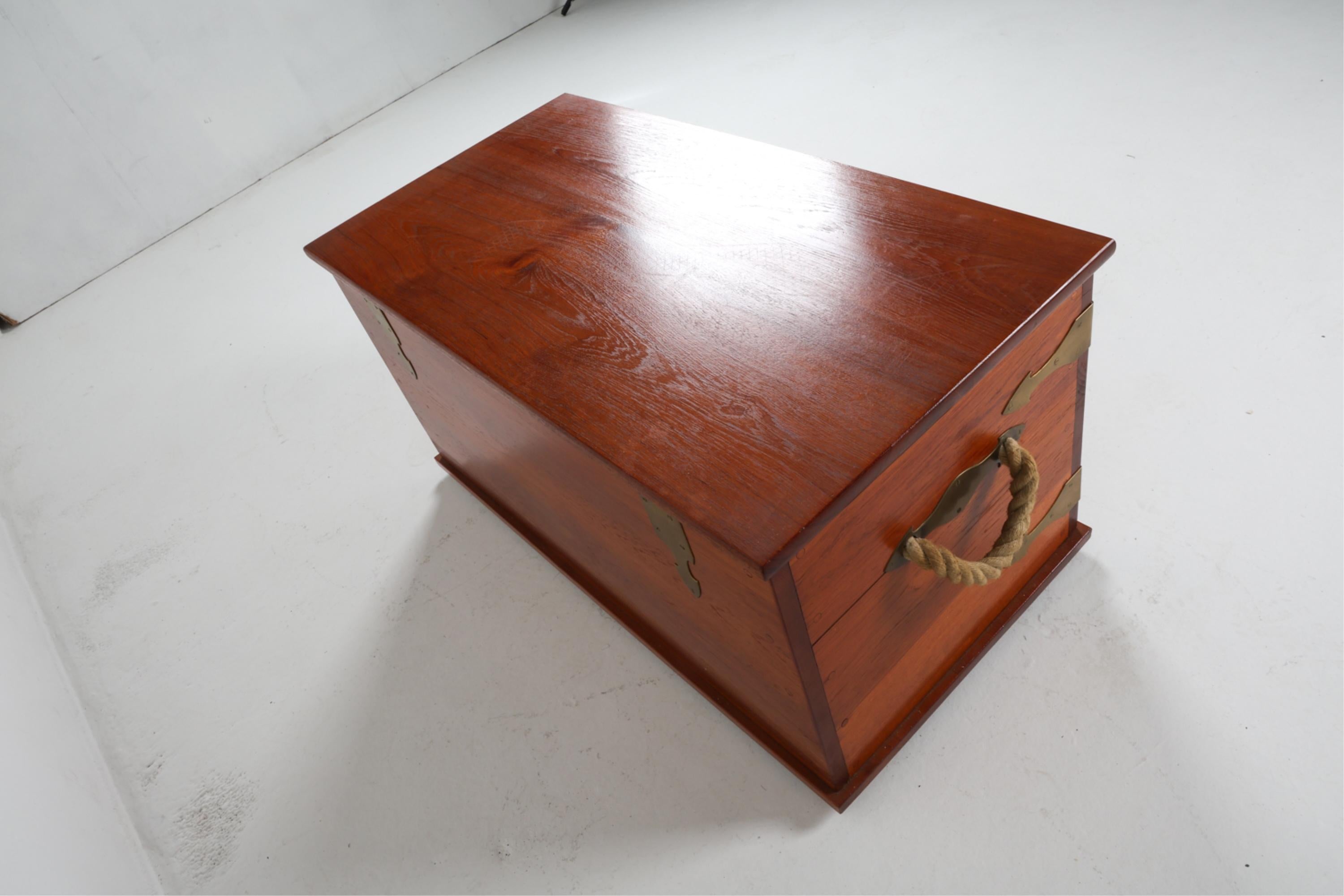 Mid-Century Danish Teak and Brass Sea Chest, Circa 1960's For Sale 13