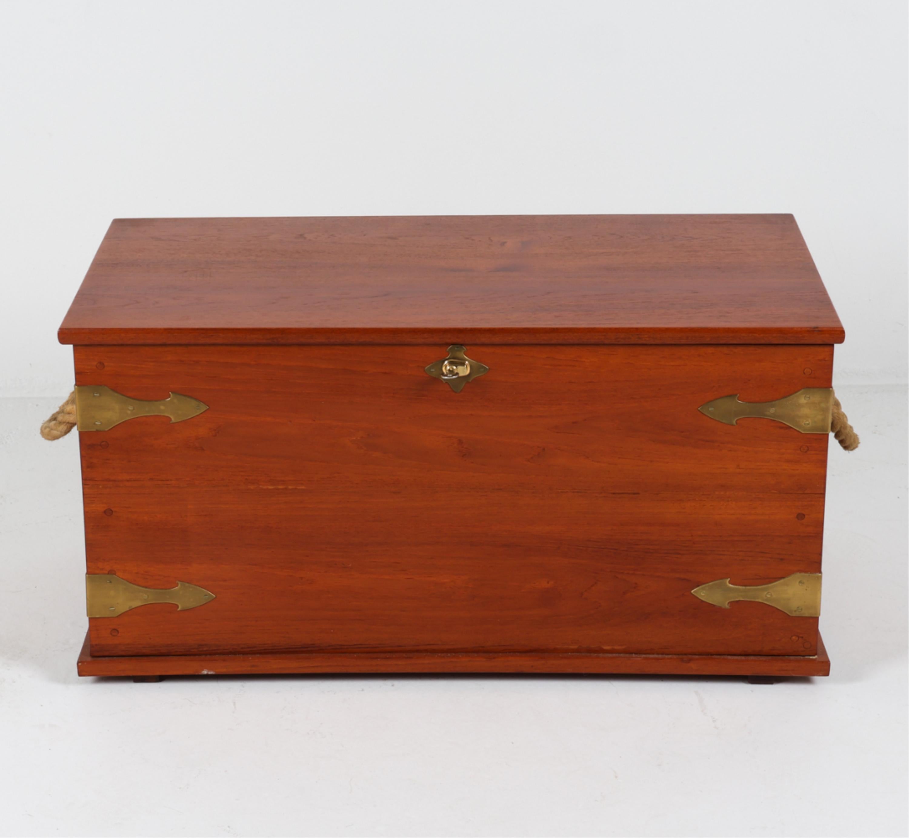 Mid-Century Modern Mid-Century Danish Teak and Brass Sea Chest, Circa 1960's For Sale