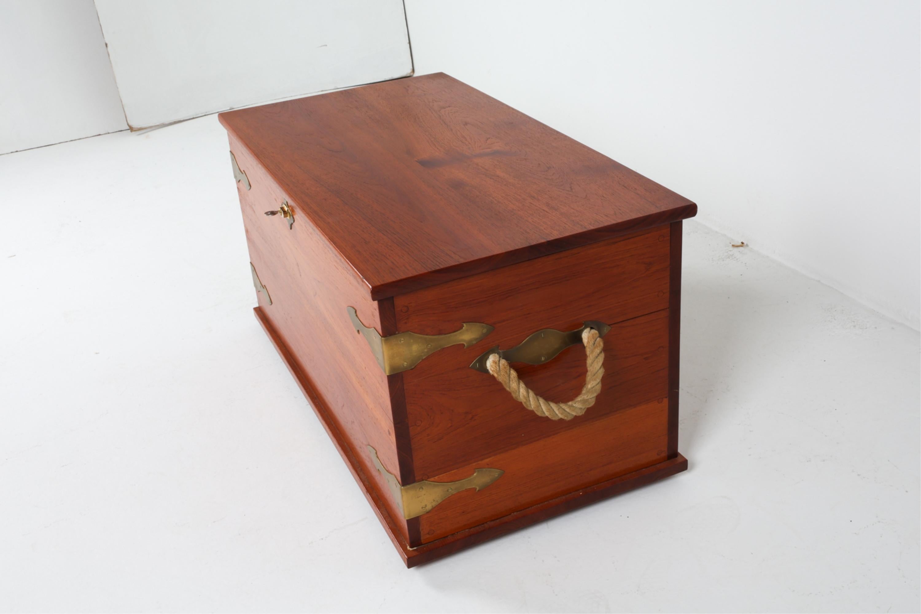 Mid-Century Danish Teak and Brass Sea Chest, Circa 1960's For Sale 1
