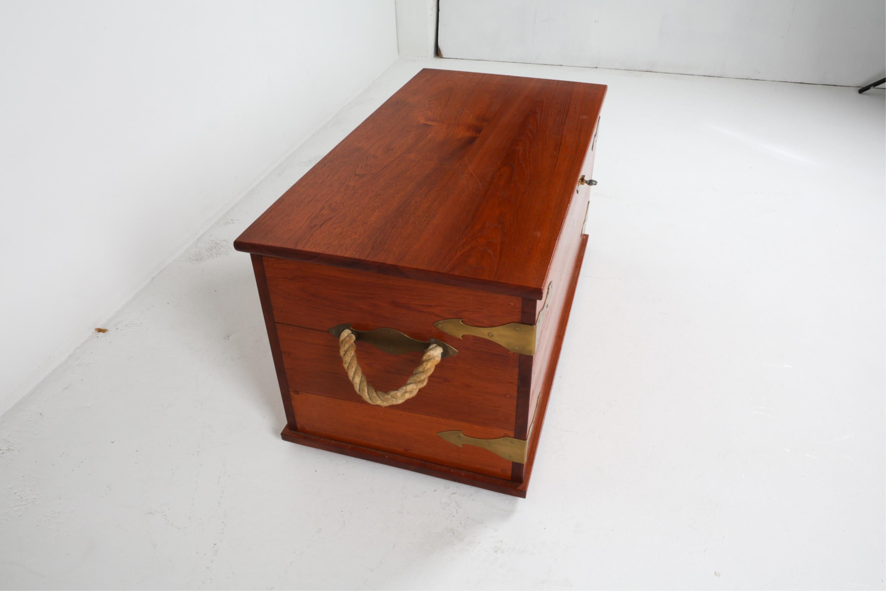 Mid-Century Danish Teak and Brass Sea Chest, Circa 1960's For Sale 2