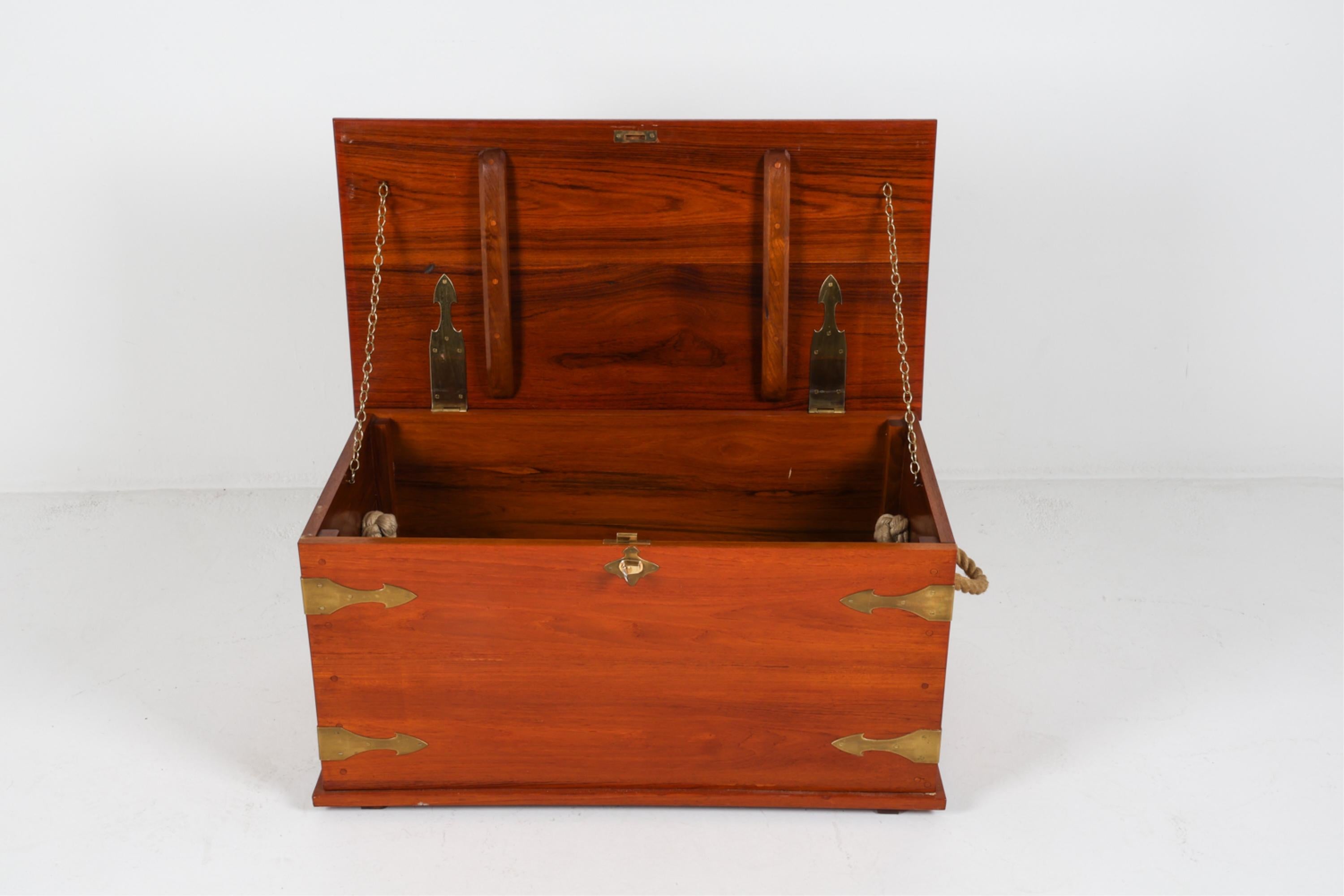 Mid-Century Danish Teak and Brass Sea Chest, Circa 1960's For Sale 3