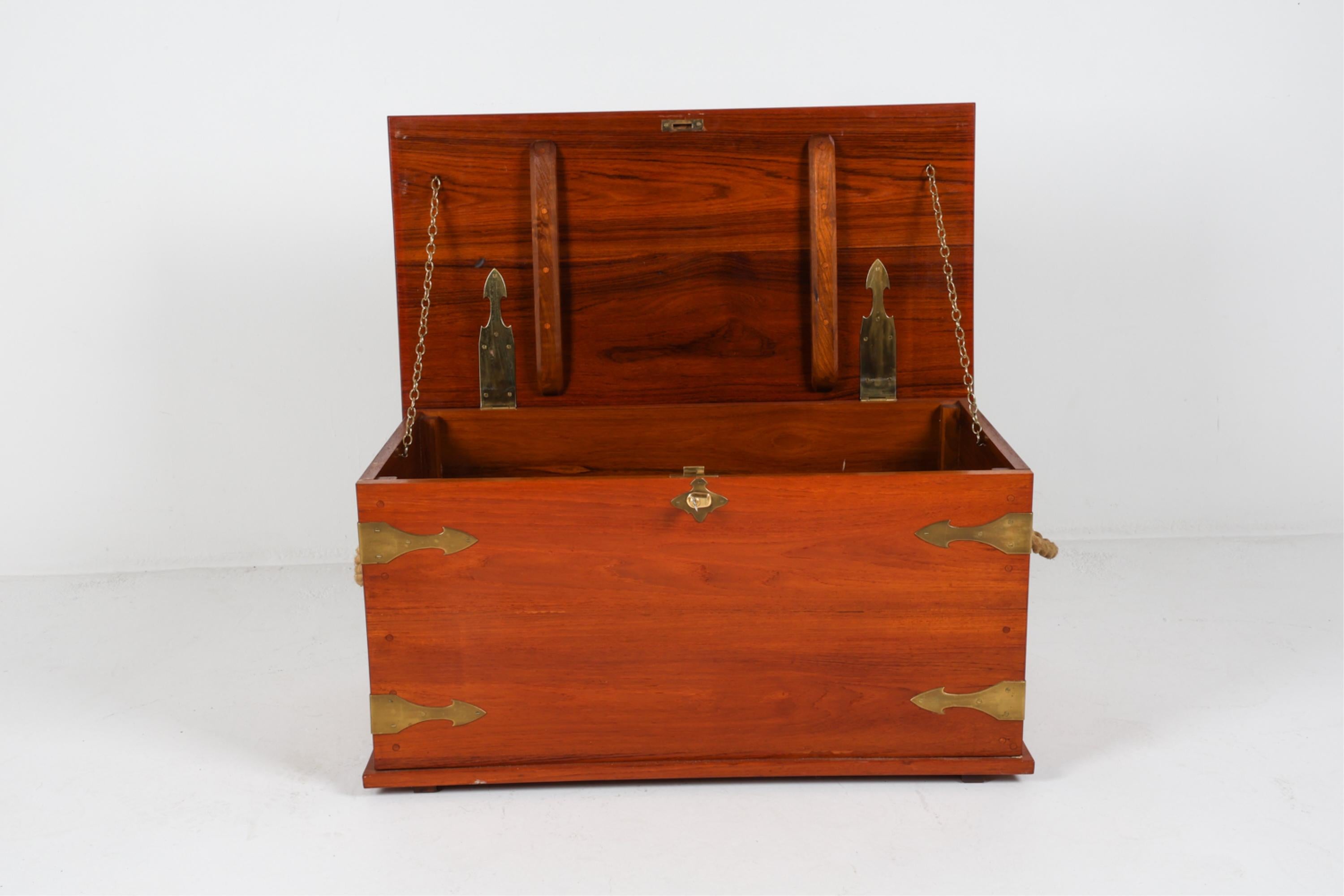 Mid-Century Danish Teak and Brass Sea Chest, Circa 1960's For Sale 4