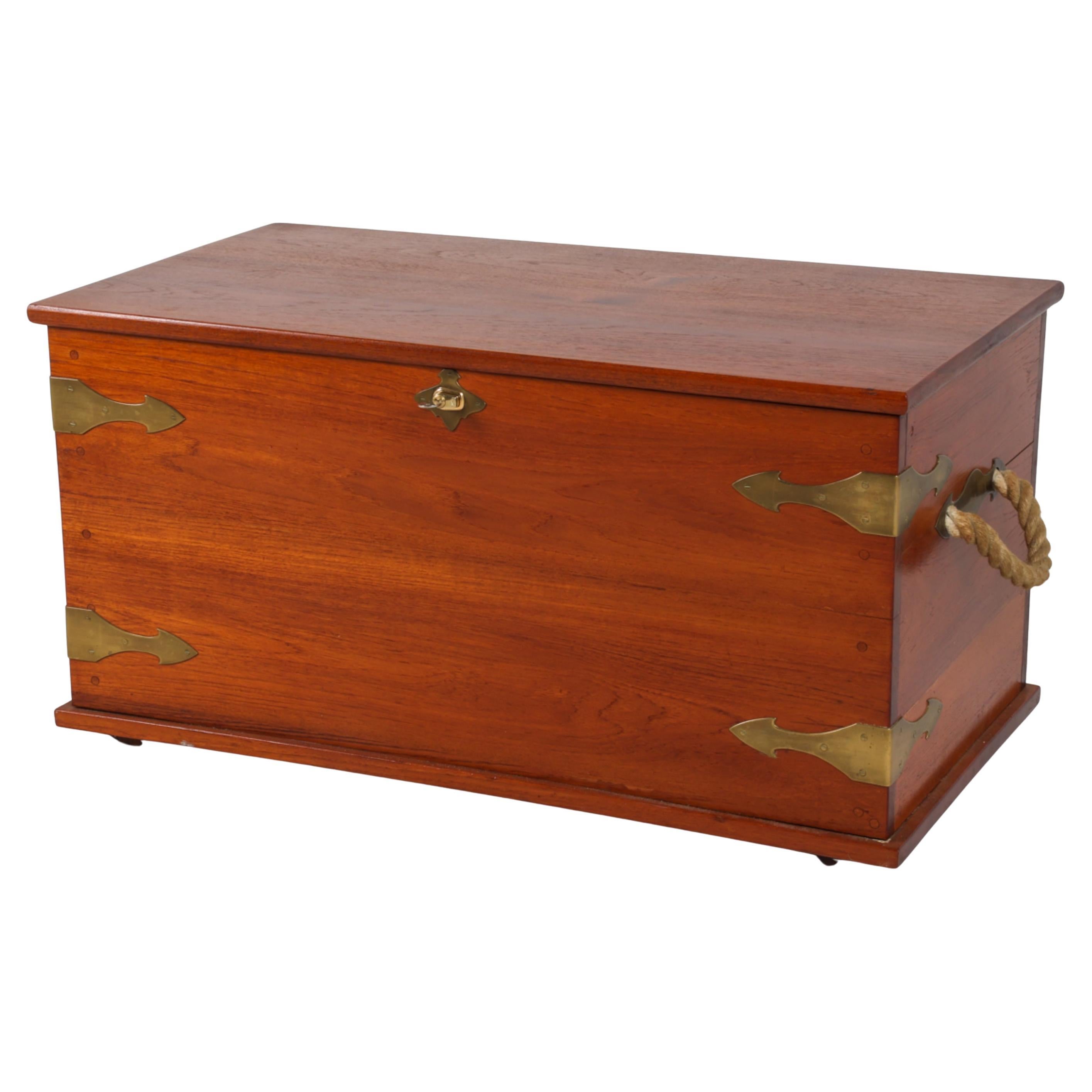Mid-Century Danish Teak and Brass Sea Chest, Circa 1960's For Sale