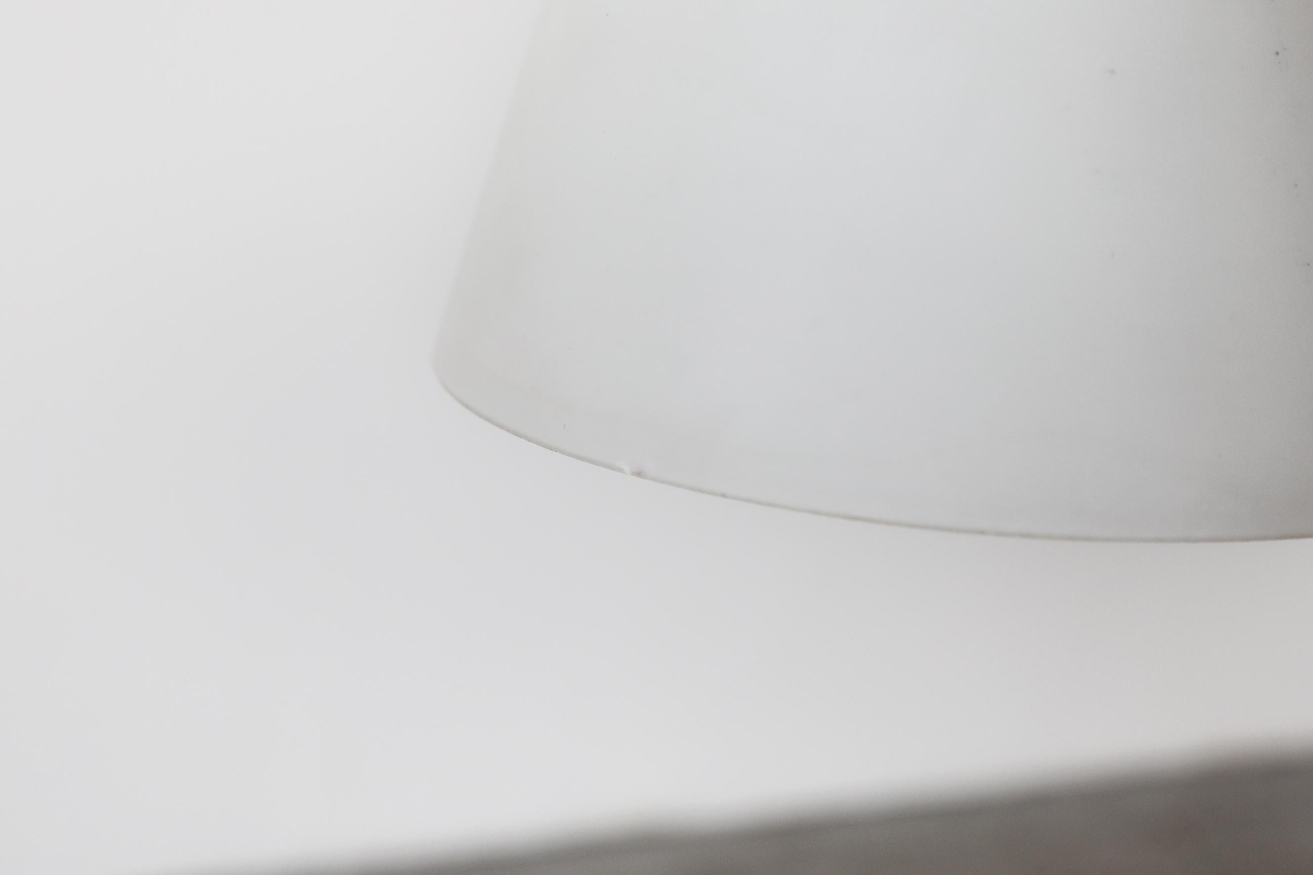 Midcentury Danish Teak and Milk Glass Cone Pendant Light with Teak Canopy For Sale 9