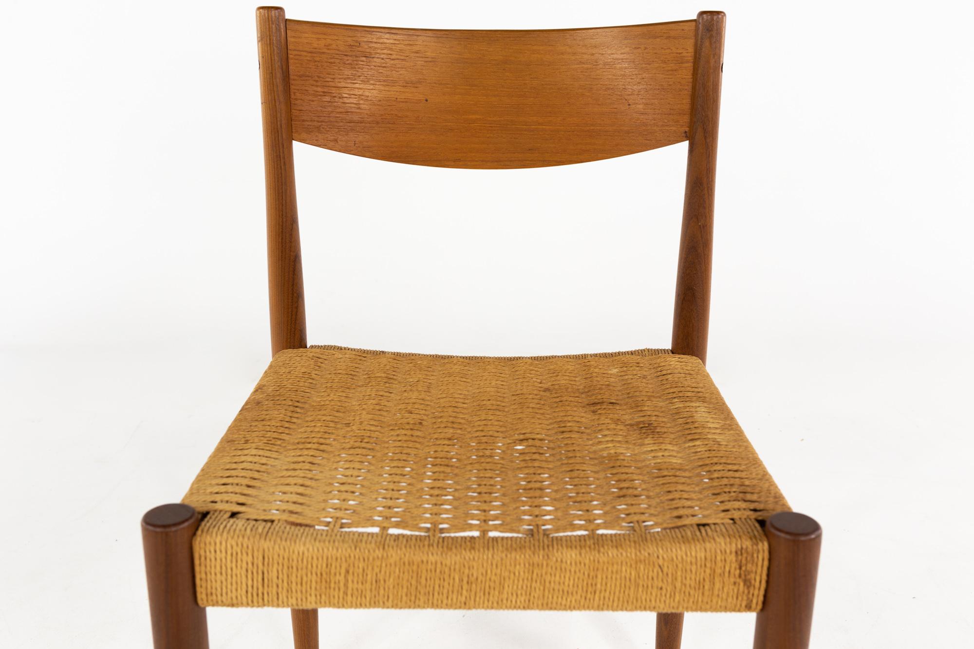 MidCentury Danish Teak and Rope Dining Chairs, Set of 4 at 1stDibs