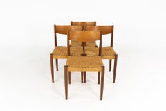 Mid-Century Danish Teak and Rope Dining Chairs, Set of 4