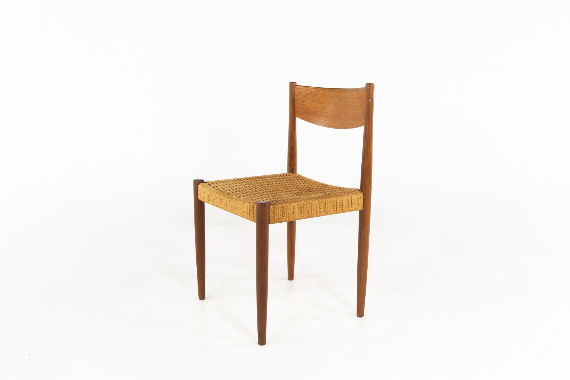MidCentury Danish Teak and Rope Dining Chairs, Set of 4 at 1stDibs