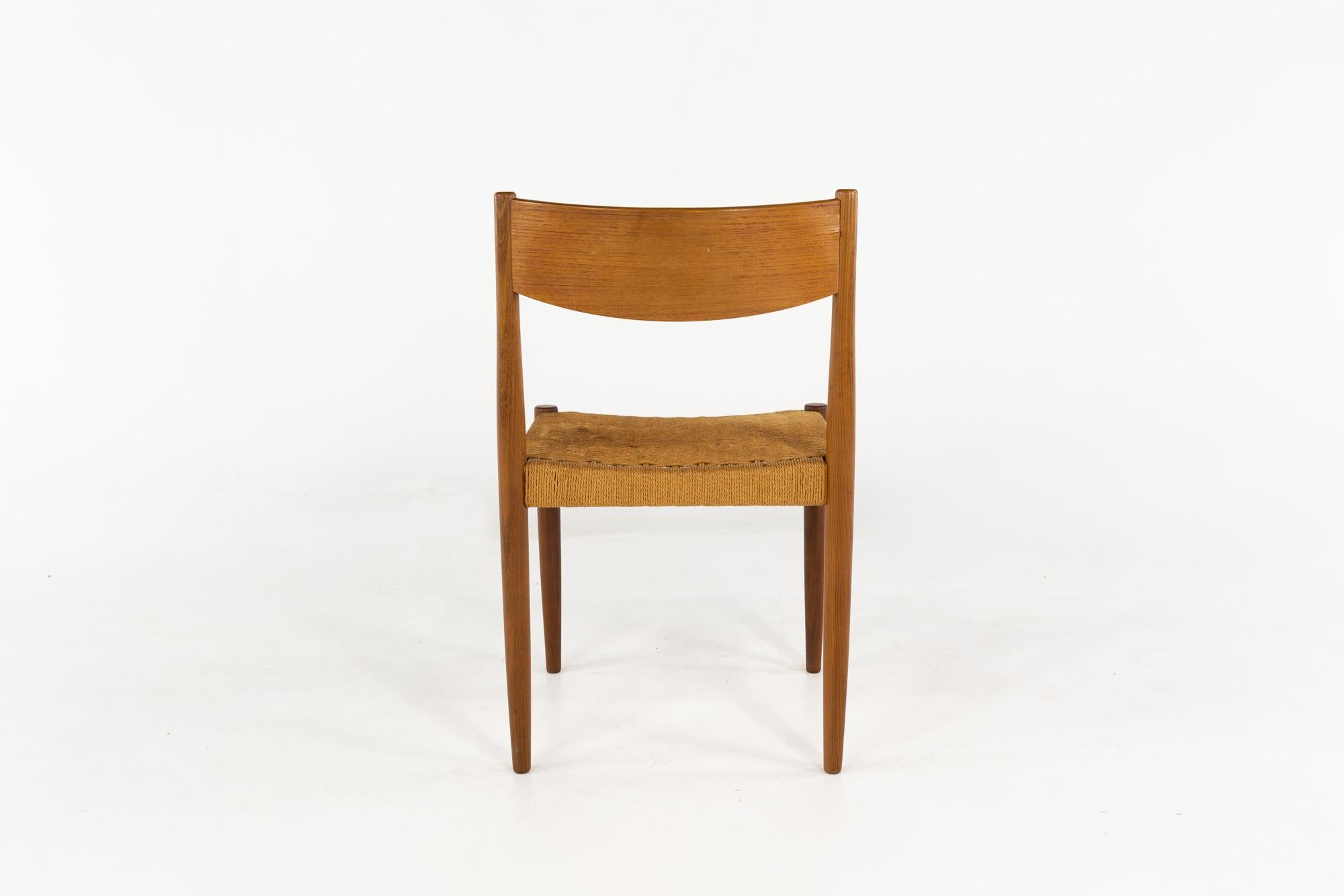 MidCentury Danish Teak and Rope Dining Chairs, Set of 4 at 1stDibs
