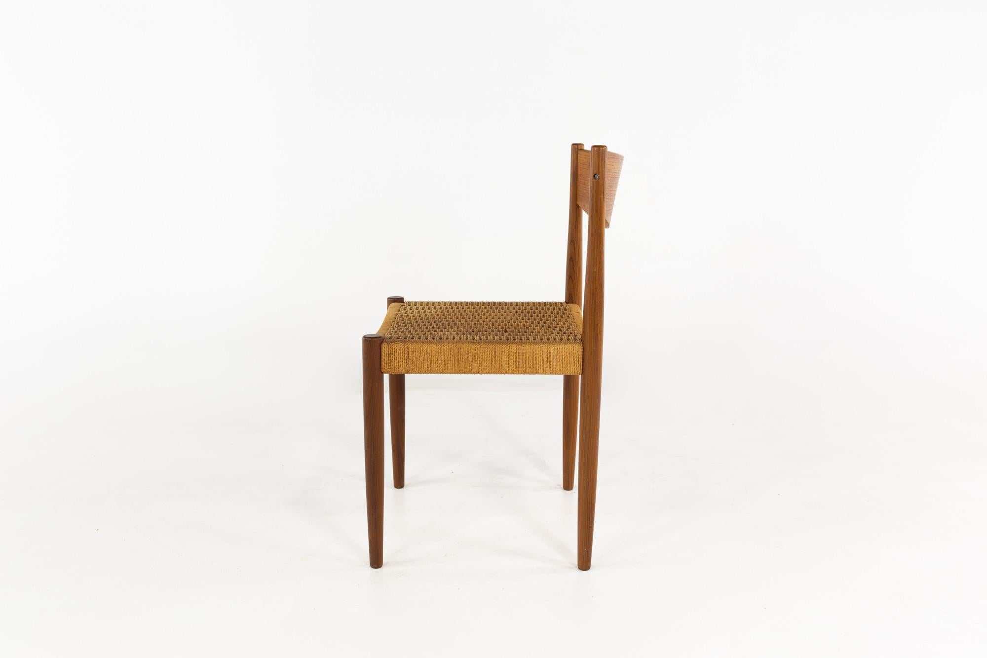 MidCentury Danish Teak and Rope Dining Chairs, Set of 4 at 1stDibs