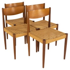 Mid-Century Danish Teak and Rope Dining Chairs, Set of 4
