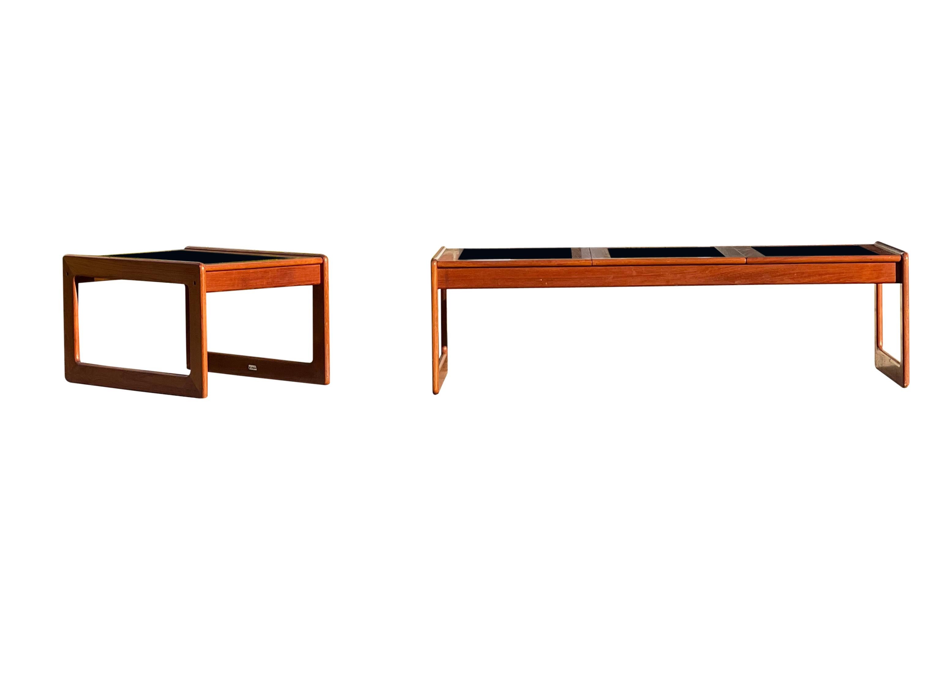 Mid Century Danish Teak and Smoked Glass Coffee Table by Komfort For Sale 7