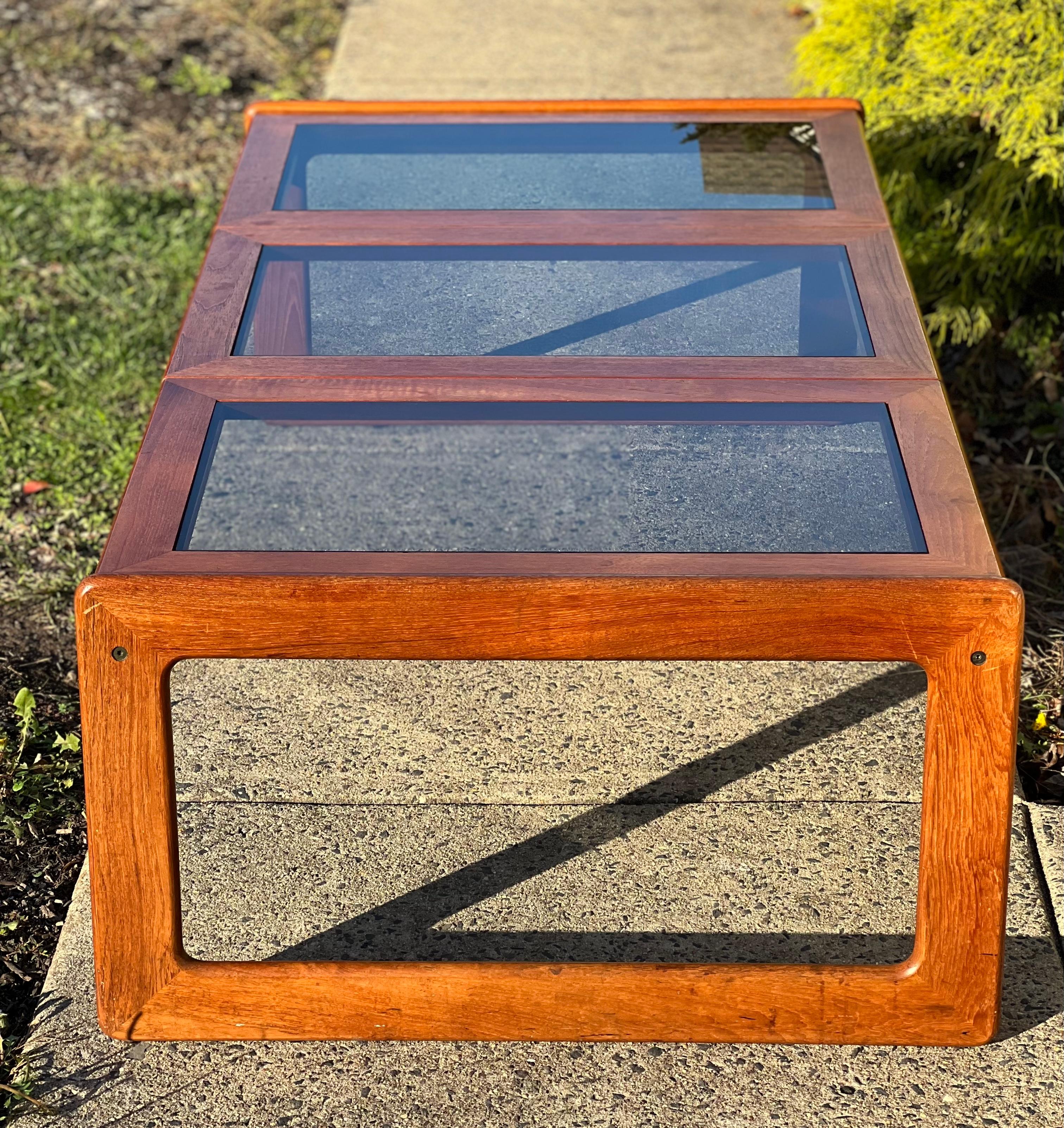 Mid Century Danish Teak and Smoked Glass Coffee Table by Komfort For Sale 2