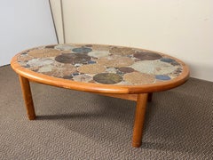 Midcentury Danish Teak and Tile Tue Poulsen Coffee Table Hand Made by Haslev