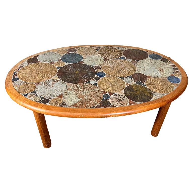 Midcentury Danish Teak and Tile Tue Poulsen Coffee Table Hand Made by