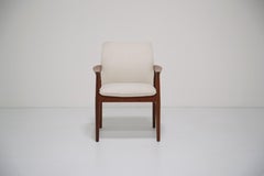 Mid-century Danish Teak and White Bouclé Armchair by Grete Jalk, 1960s.