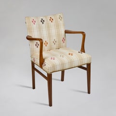 Mid-Century Danish Teak Arm Chairs, Newly Upholstered in a Vintage Turkish Rug