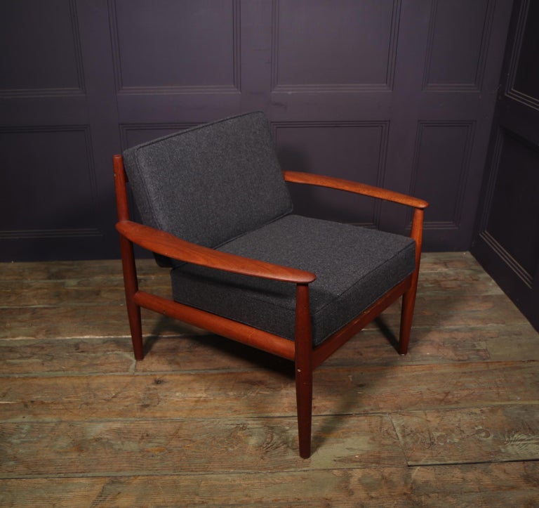 Wool Mid Century Danish Teak armchair by Grete Jalk, c1960 For Sale