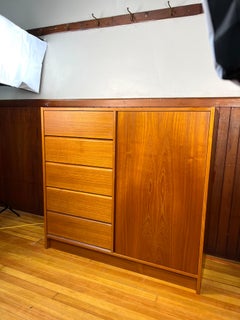 Mid Century Danish Teak Armoire Highboy Dresser