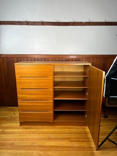 Mid Century Danish Teak Armoire Highboy Dresser