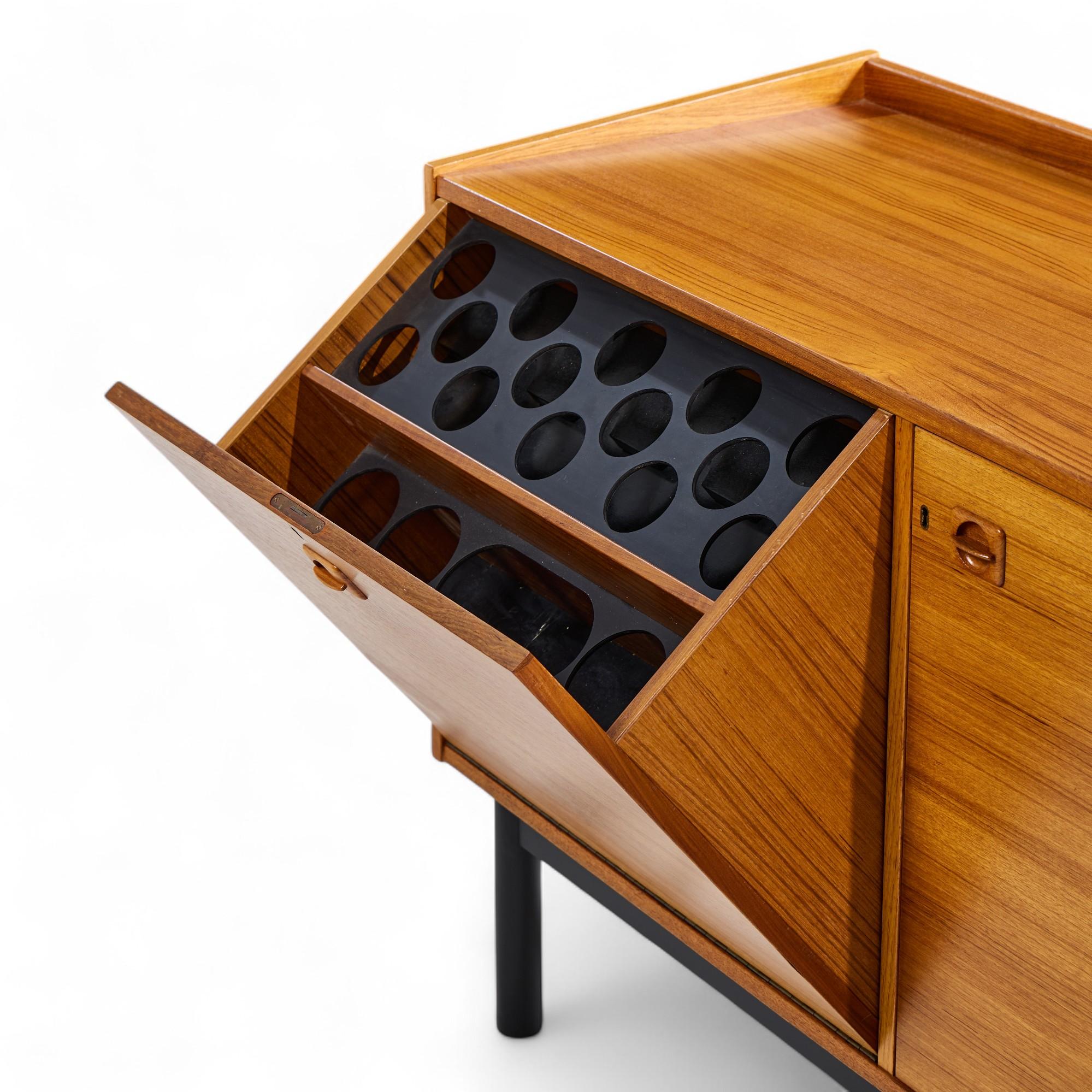 Mid Century Danish Teak Bar Cabinet For Sale 1
