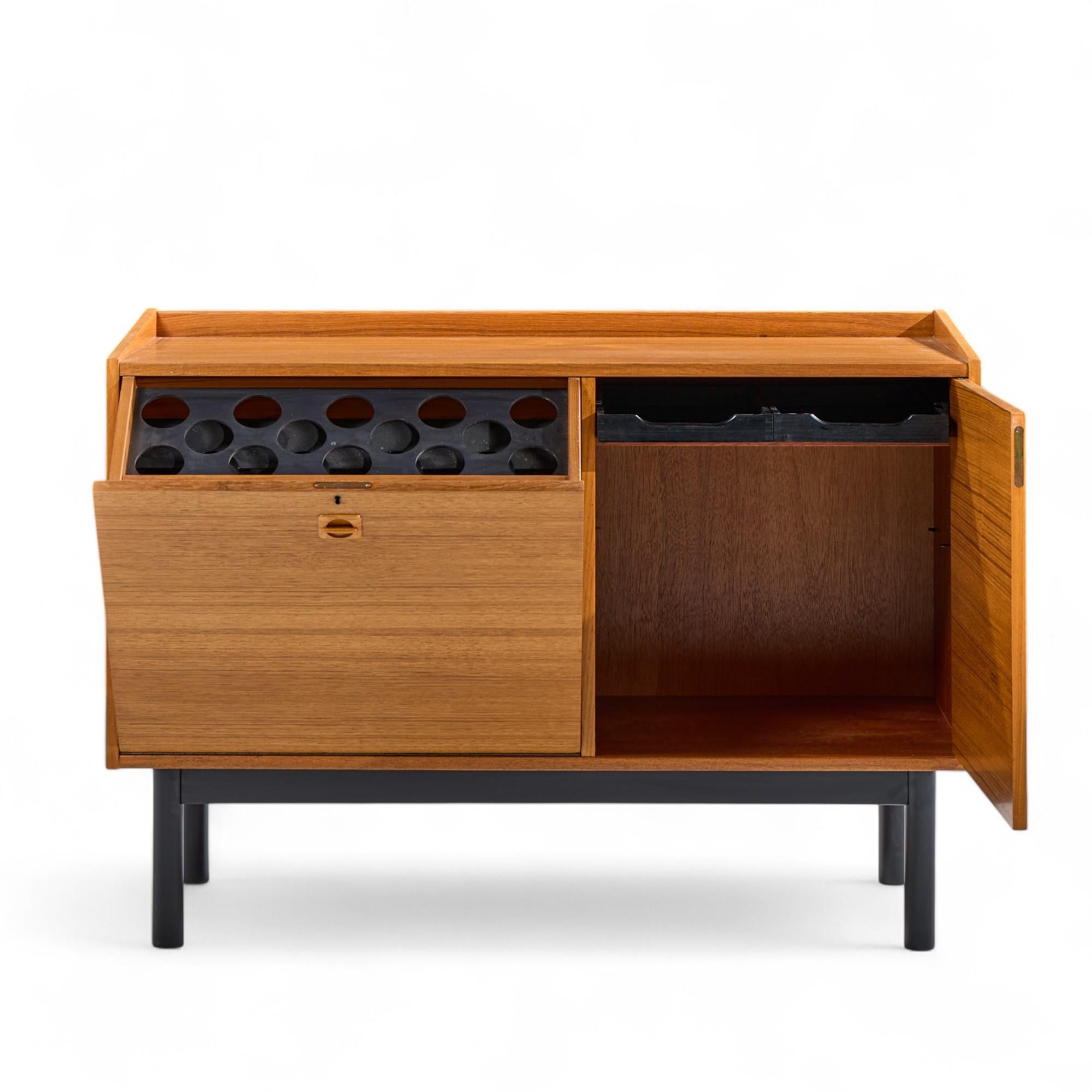 Mid Century Danish Teak Bar Cabinet For Sale 3