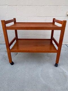 Mid-Century Danish Teak Bar Cart by Brdr. Furbo, Rolling Serving Trolley
