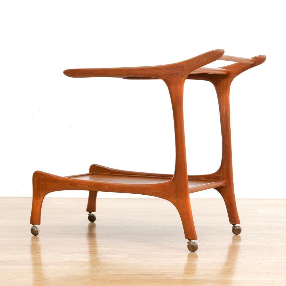 Teck Mid Century Danish Teak Bar Cart en vente