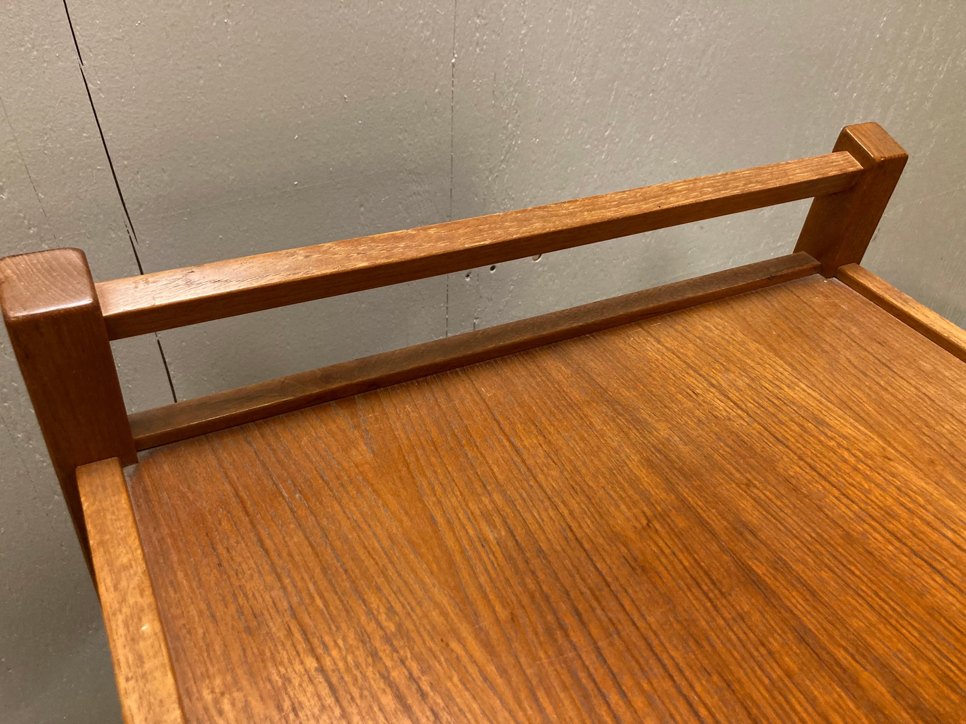 Mid Century Danish Teak Bar Cart with Tile Insert 2