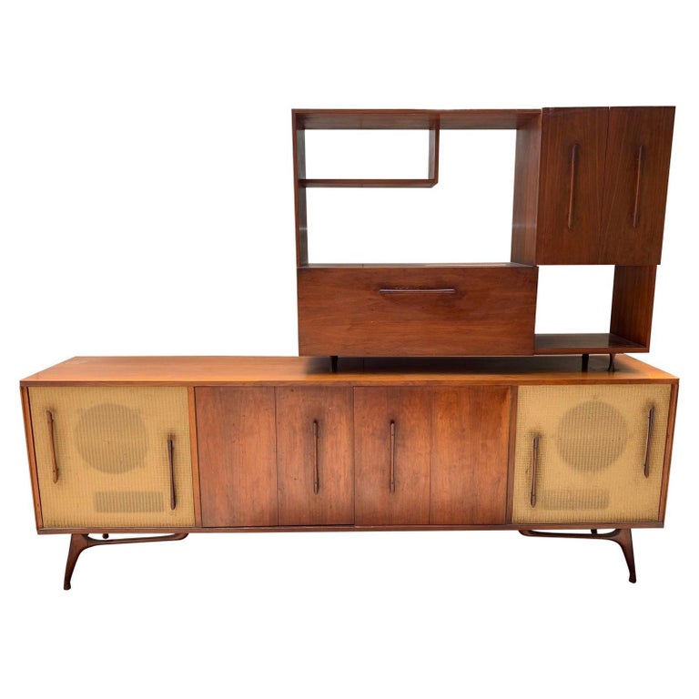 Mid Century Danish Teak Bar / Entertainment Center For Sale at 1stDibs