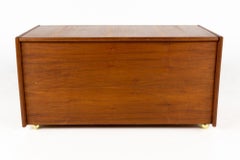Mid Century Danish Teak Blanket Storage Chest on Wheels