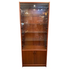 Vitrine de bibliothèque danoise du milieu du siècle dernier en teck avec lumière