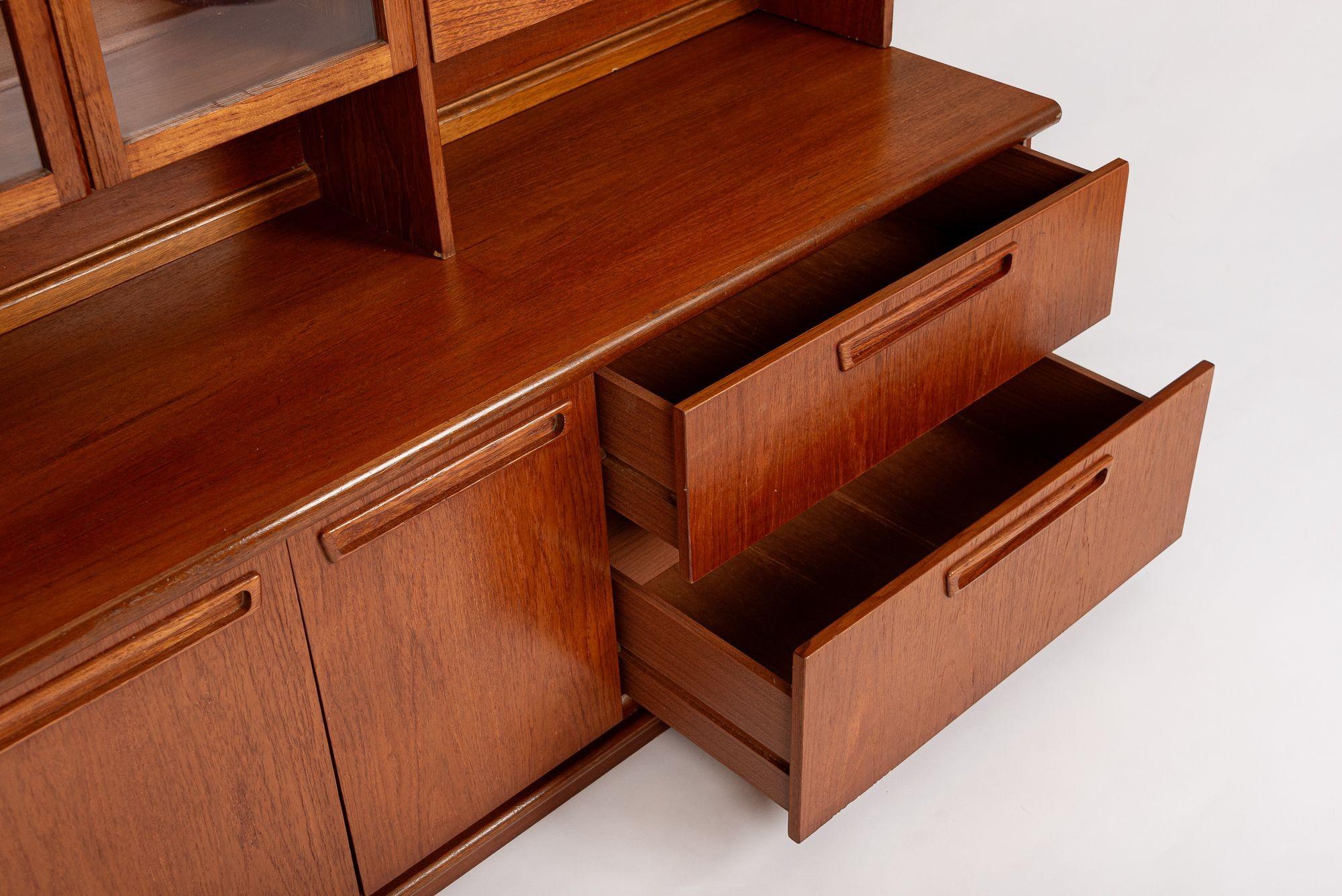Mid Century Danish Teak Bookcase Wall Unit Cabinet For Sale 1