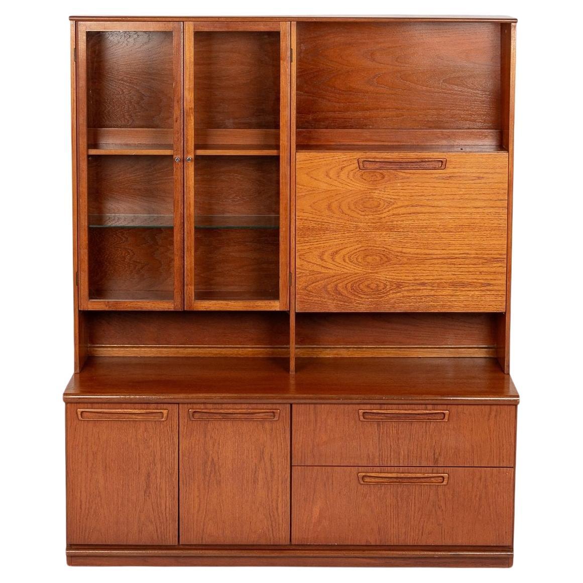 Mid Century Danish Teak Bookcase Wall Unit Cabinet For Sale