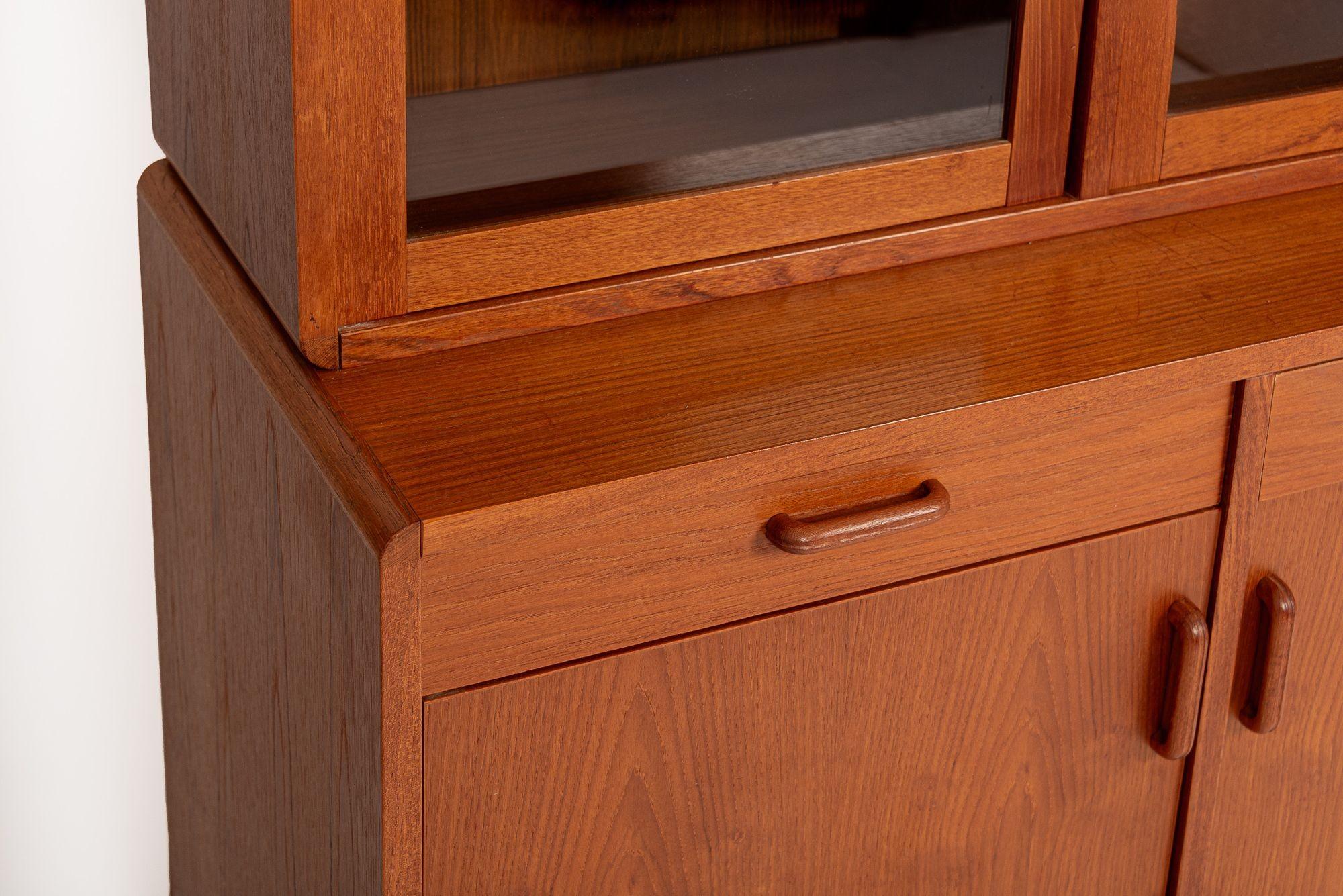 Mid Century Danish Teak Bookcase Wall Unit or China Cabinet 1