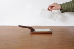 Vassoio per burro o formaggio in teak danese di metà secolo con coperchio in acrilico