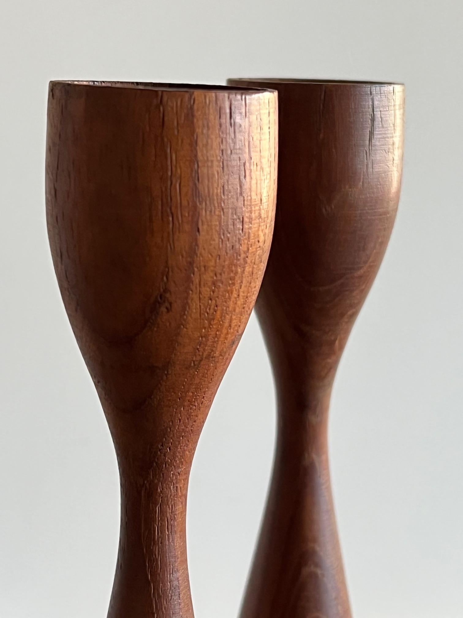 danish teak candle holders