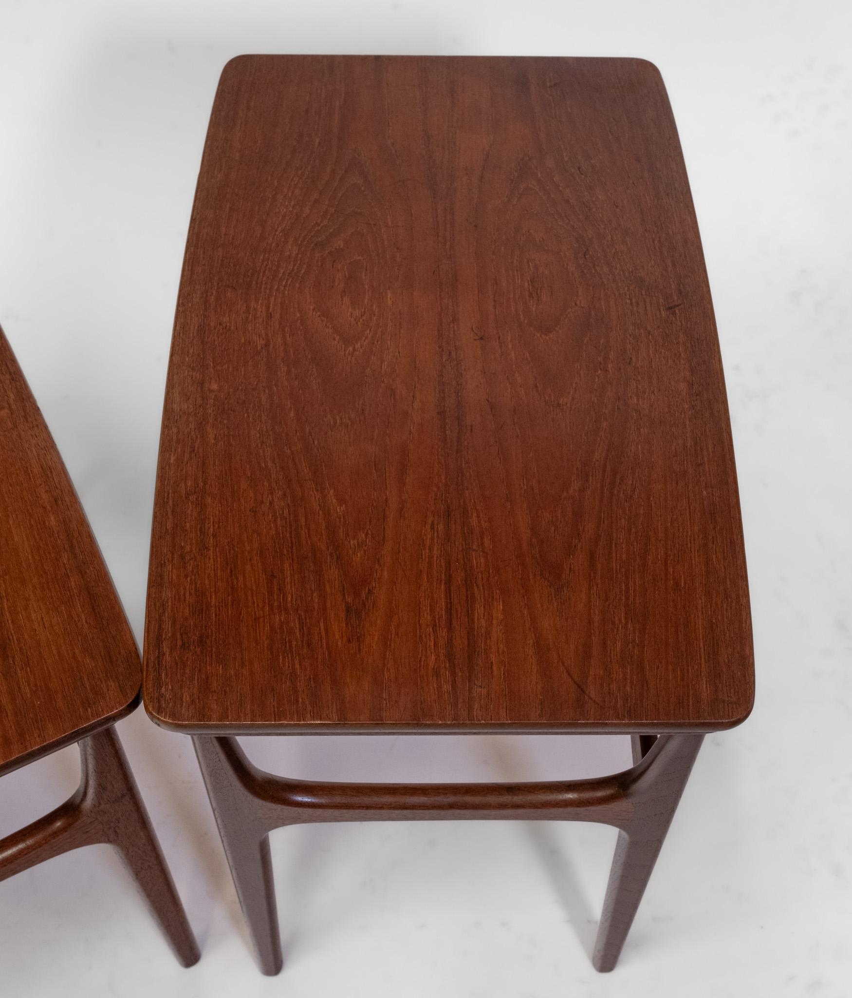 Mid Century Danish Teak & Cane Nesting Tables By H M Møbler For Sale 4