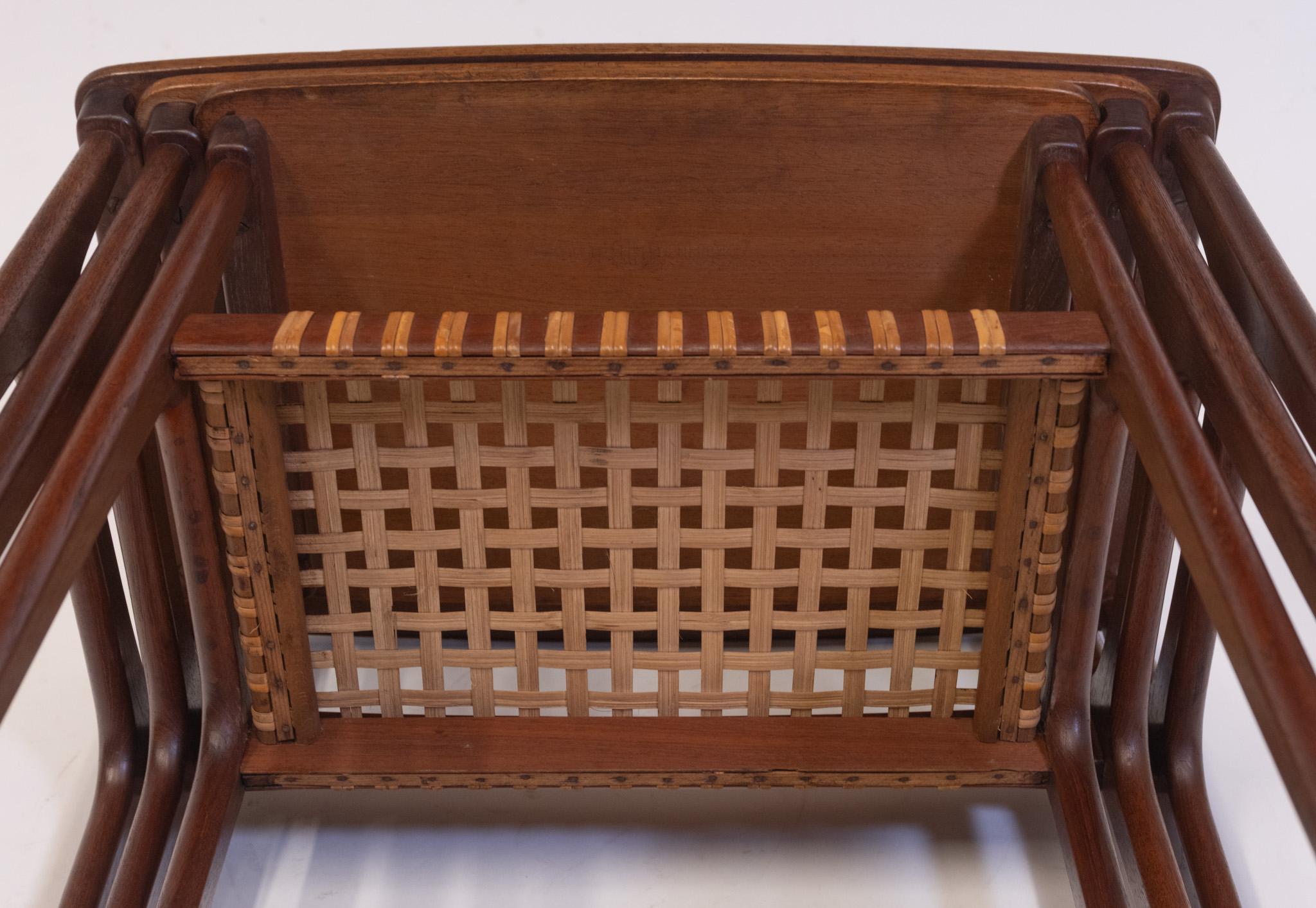 Mid Century Danish Teak & Cane Nesting Tables By H M Møbler For Sale 8