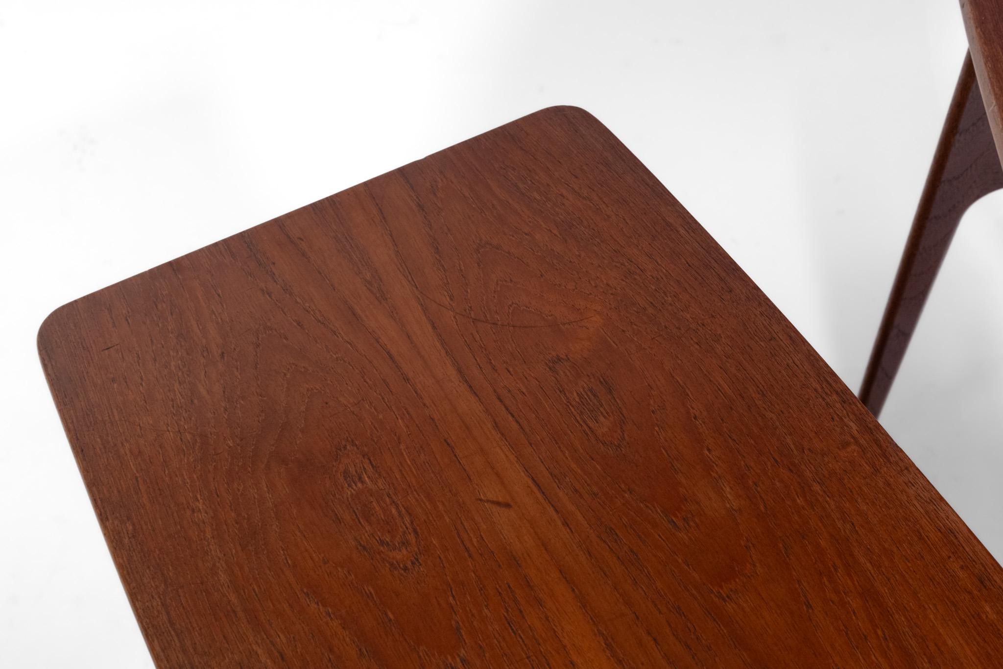 Mid Century Danish Teak & Cane Nesting Tables By H M Møbler For Sale 1