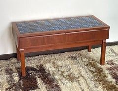 Mid century Danish teak ceramic tiled hall chest by Erik Wortz