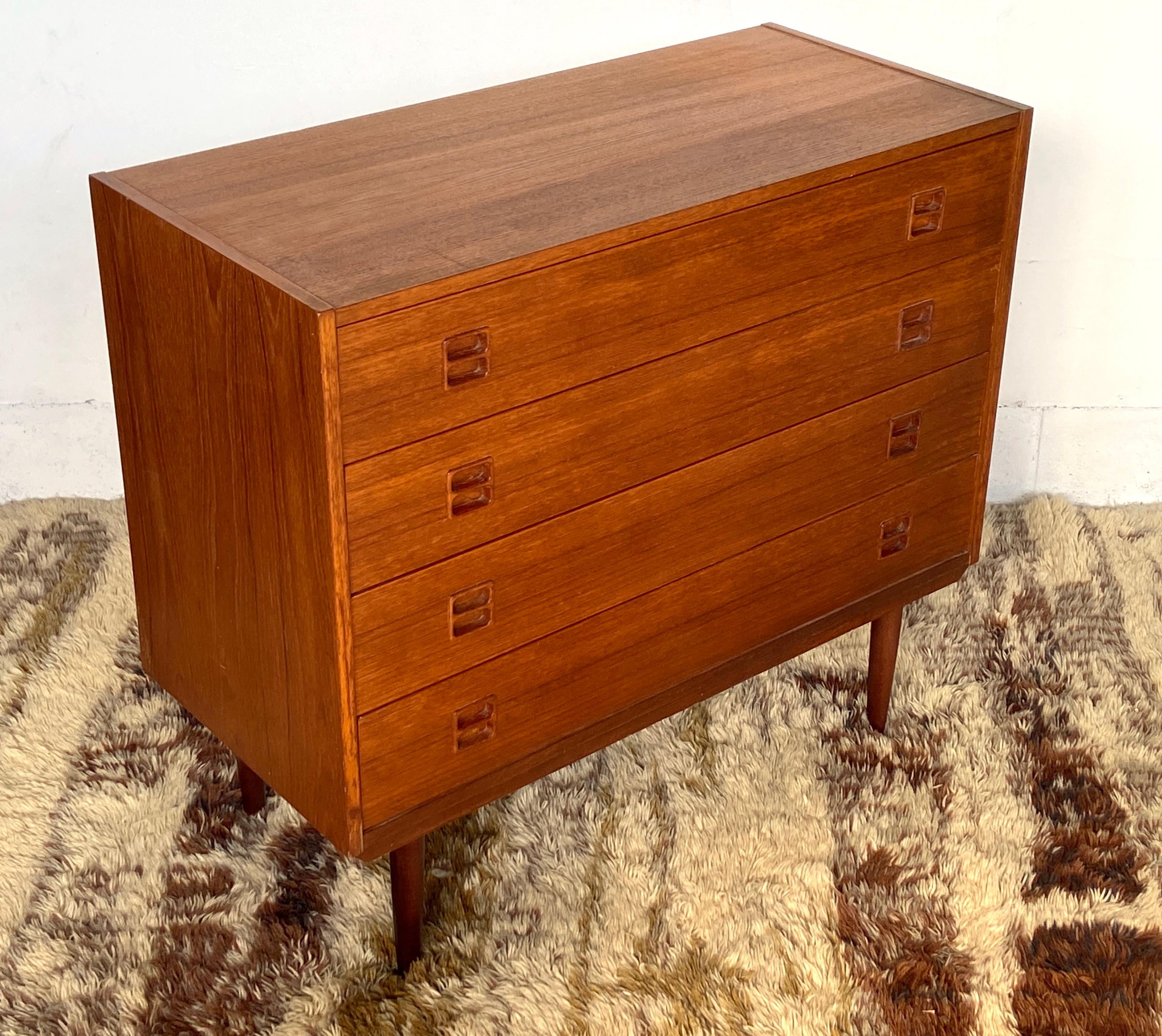 Mid century Danish teak chest dresser attr. to N.P Nielson In Good Condition For Sale In Liberty, NY
