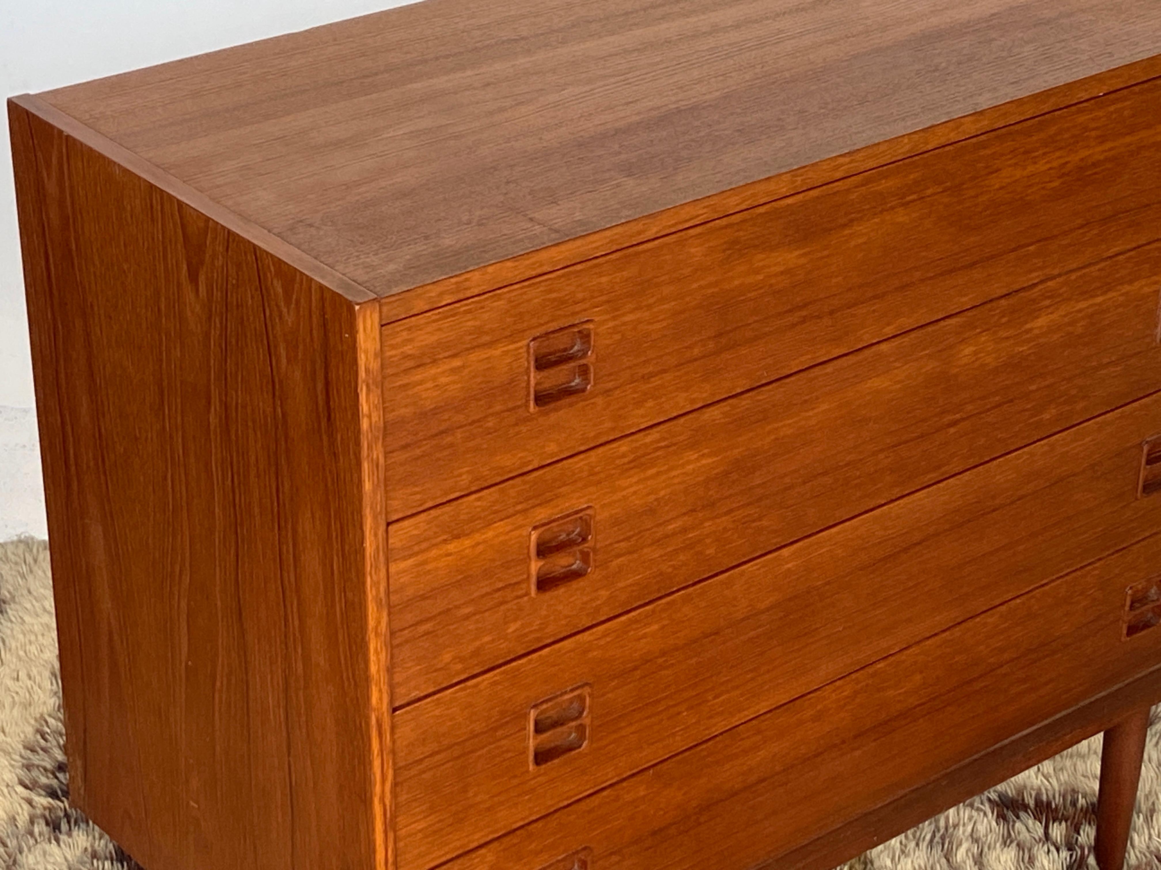 Mid-20th Century Mid century Danish teak chest dresser attr. to N.P Nielson For Sale