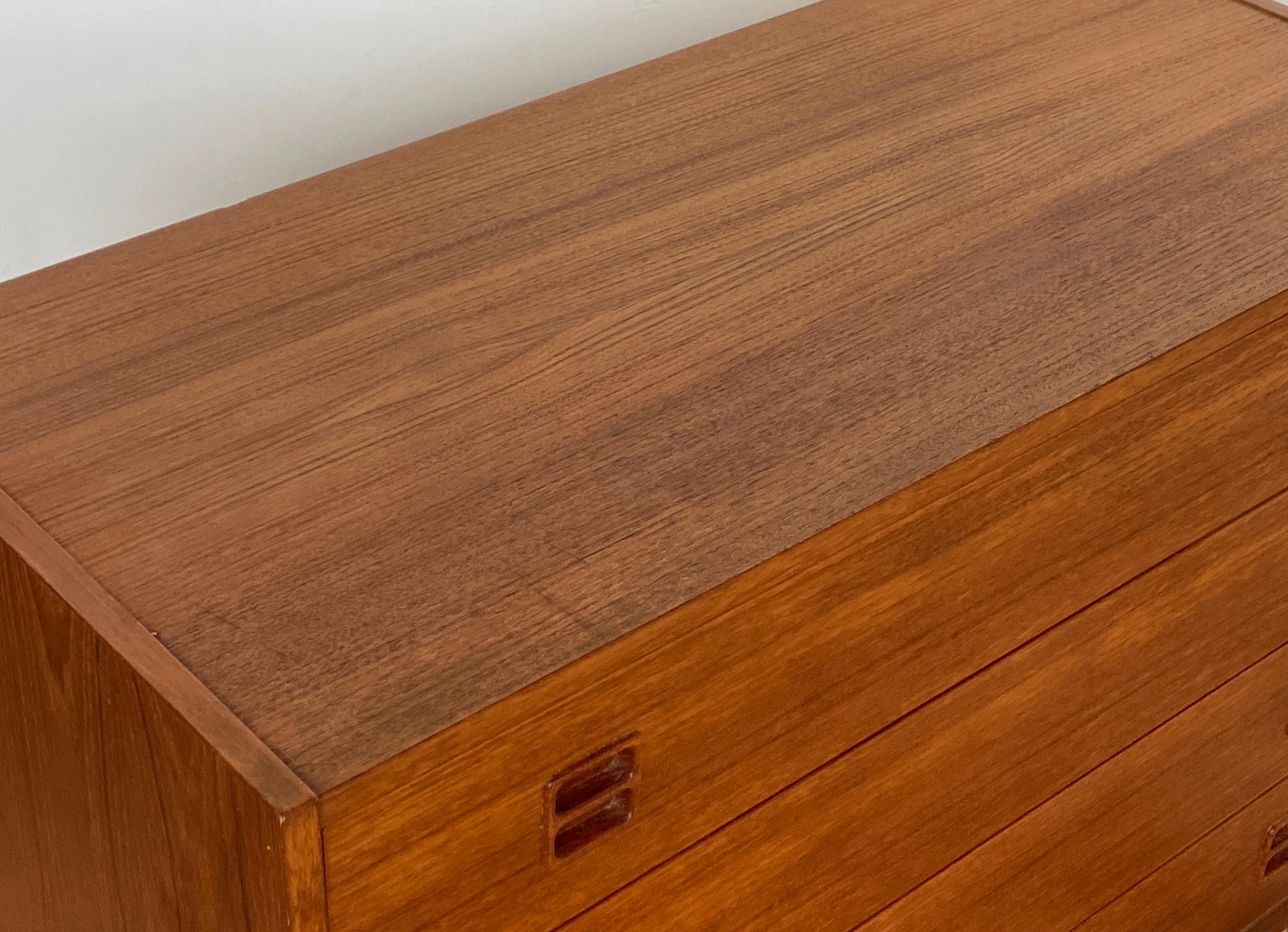 Teak Mid century Danish teak chest dresser attr. to N.P Nielson For Sale