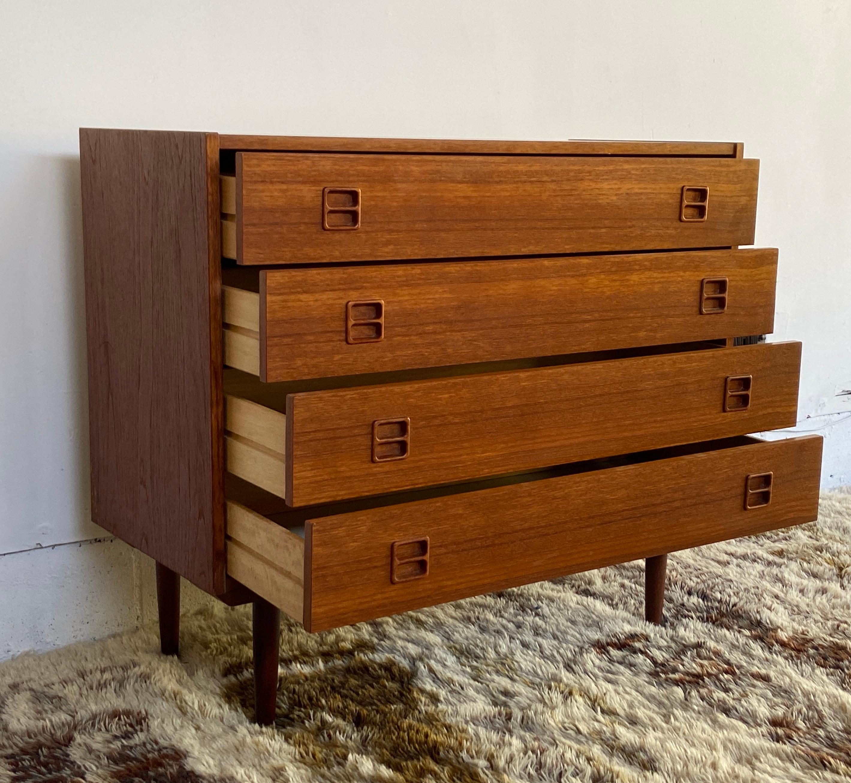 Mid century Danish teak chest dresser attr. to N.P Nielson For Sale 2