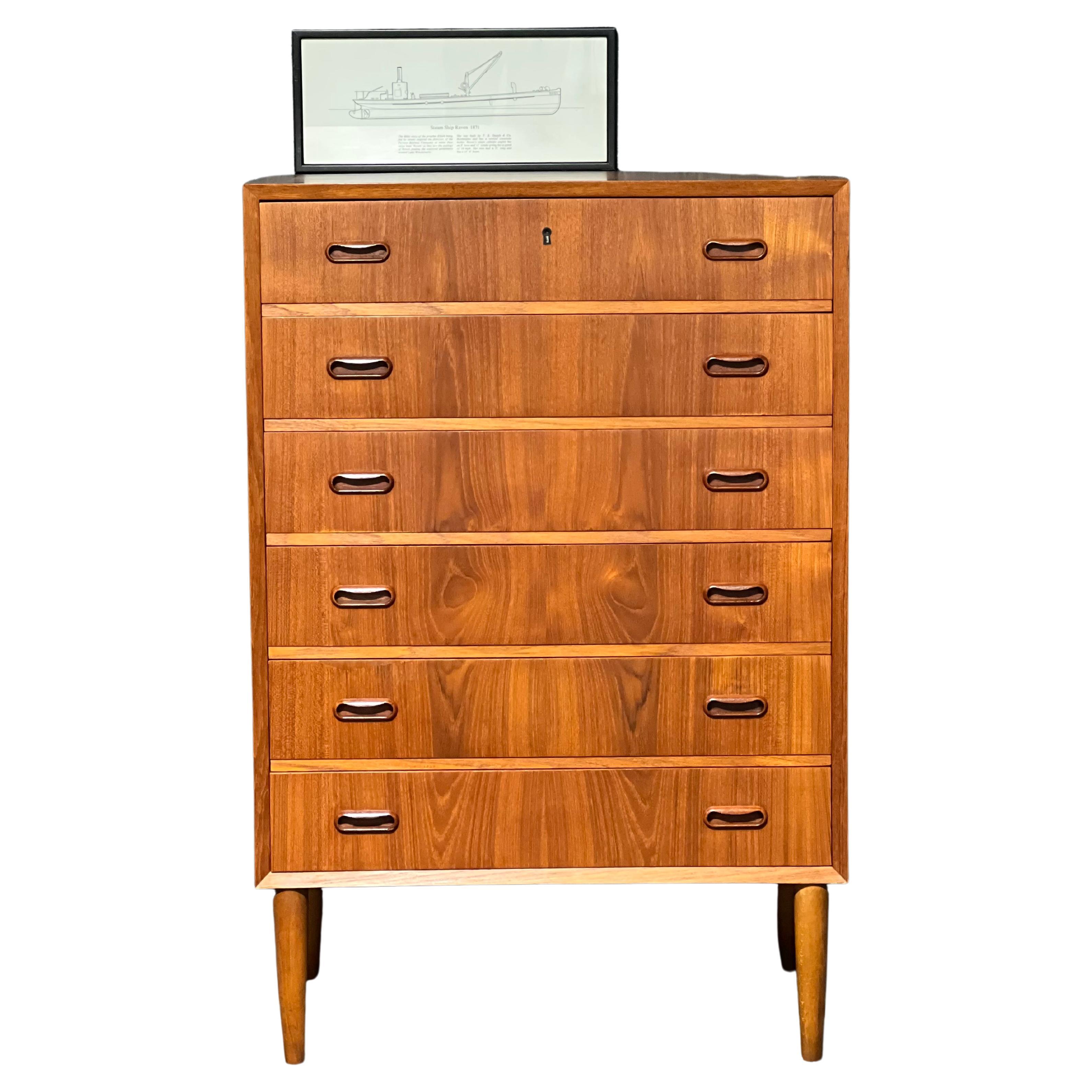 Mid century William Lawrence teak chest of drawers tallboy set of 2