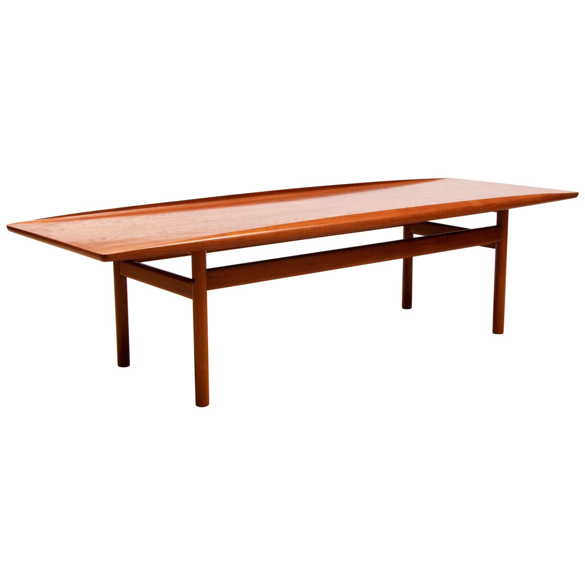Midcentury Danish Teak Coffee Table by Grete Jalk for Poul Jeppesen, circa 1960 For Sale