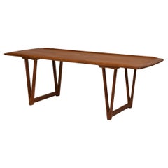 Mid Century Danish Teak Coffee Table on v Shape Supports and Lipped Top Edge